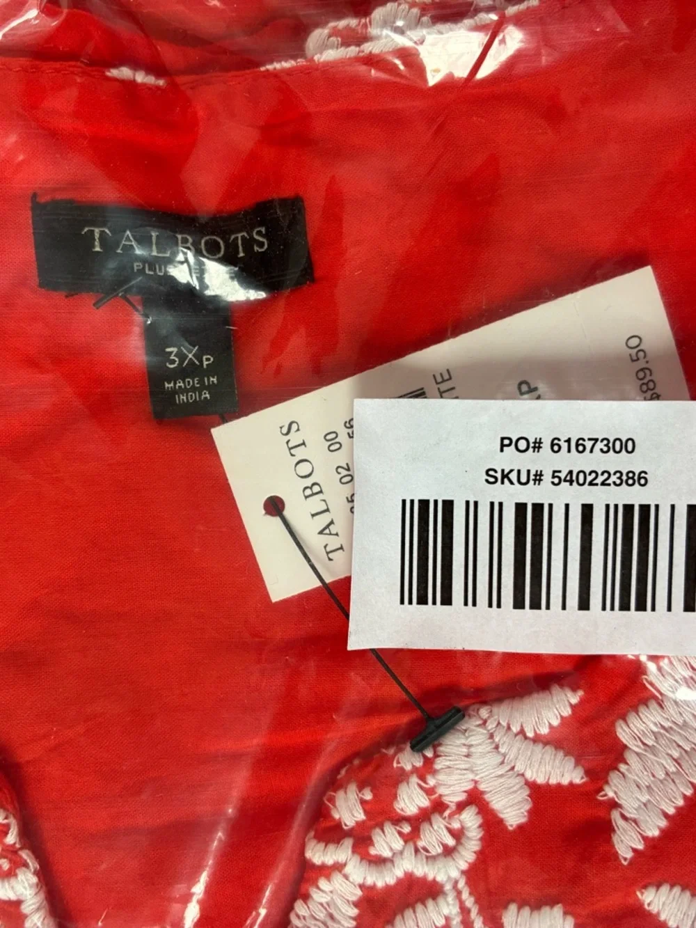 Lot of 2 NWT Talbots Shell Tunics with White Floral Embroidery Red and White 3XP - Picture 2 of 16